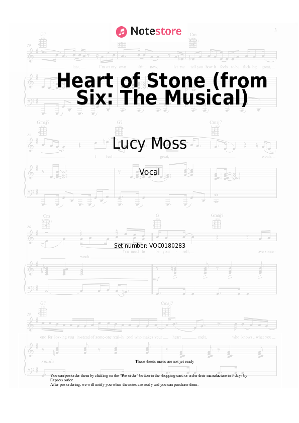 Notas Lucy Moss, Toby Marlow - Heart of Stone (from Six: The Musical) - Vocal