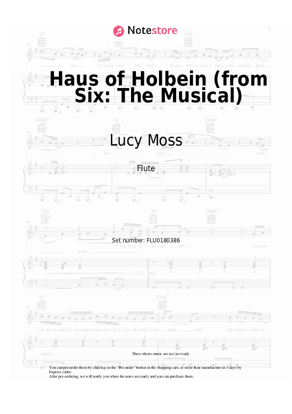 Notas Lucy Moss, Toby Marlow - Haus of Holbein (from Six: The Musical) - Flauta