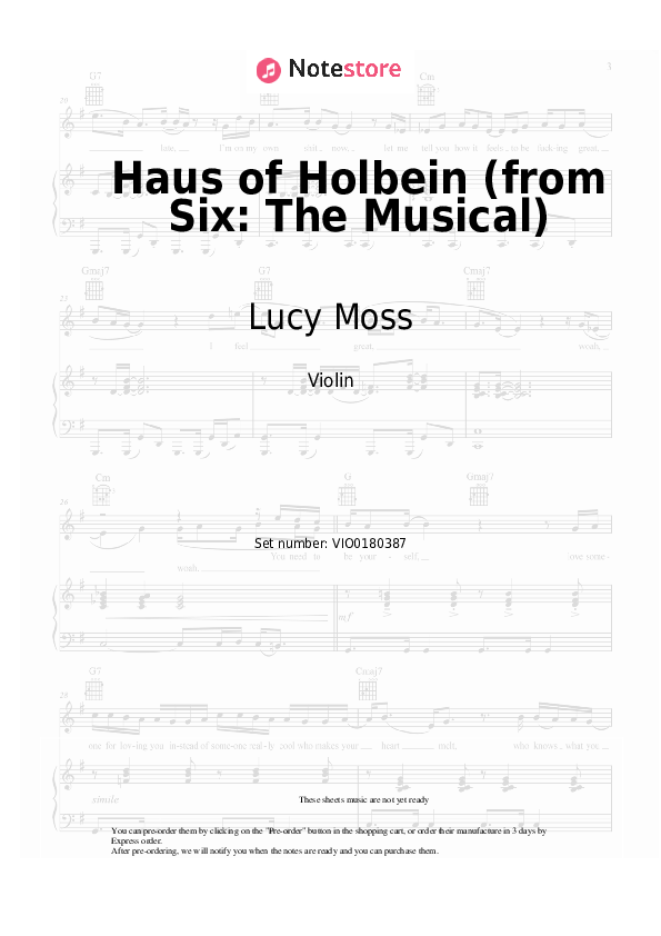 Notas Lucy Moss, Toby Marlow - Haus of Holbein (from Six: The Musical) - Violín