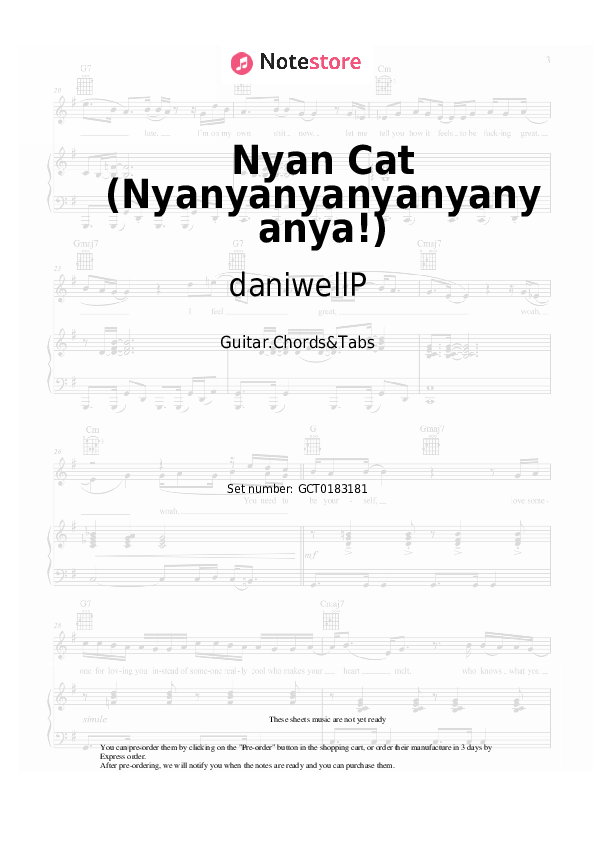 Acordes daniwellP, Hatsune Miku - Nyan Cat (Nyanyanyanyanyanyanya!) - Guitar.Chords&Tabs