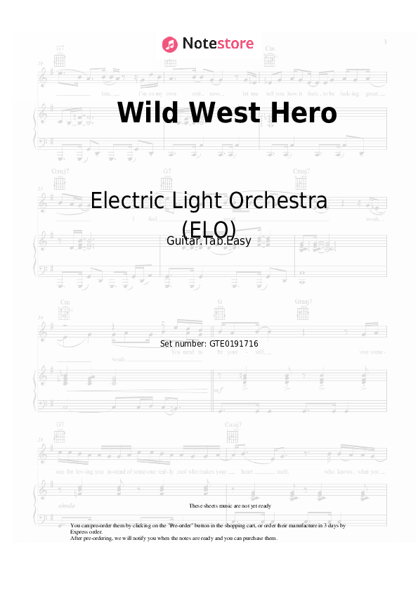 Pestañas fáciles Electric Light Orchestra (ELO) - Wild West Hero - Guitarra.Tablatura.Einfach