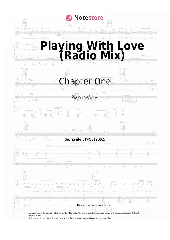 Partituras con voz. Chapter One - Playing With Love (Radio Mix) - Piano&Vocal