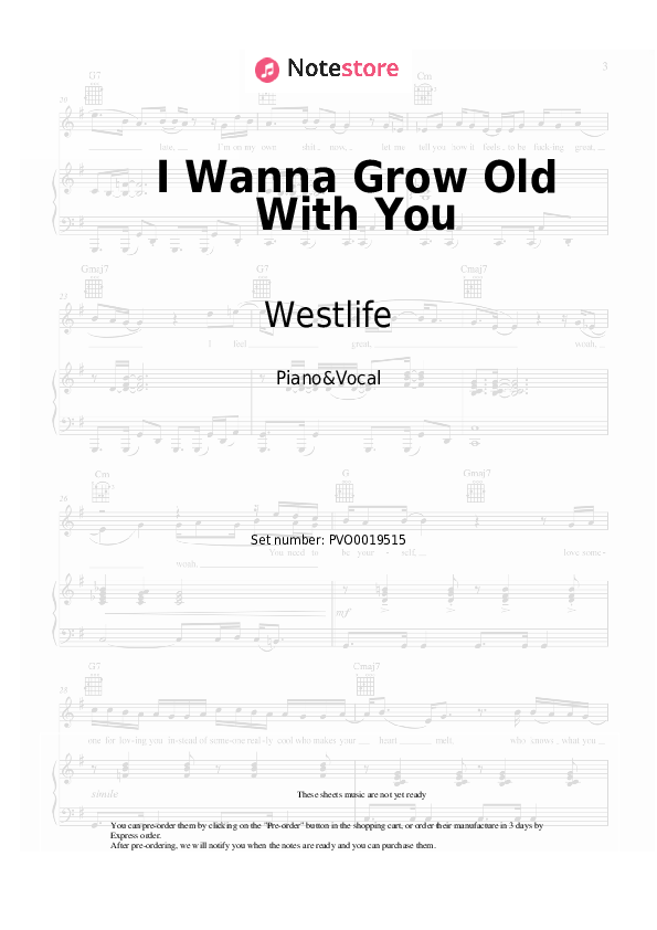 Westlife - I Wanna Grow Old With You notas para el fortepiano