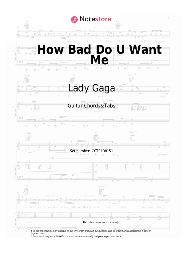 Acordes Lady Gaga - How Bad Do U Want Me - Guitar.Chords&Tabs