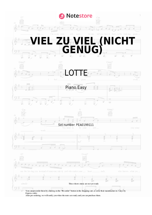 Notas ligeras LOTTE - VIEL ZU VIEL (NICHT GENUG) - Piano.Easy