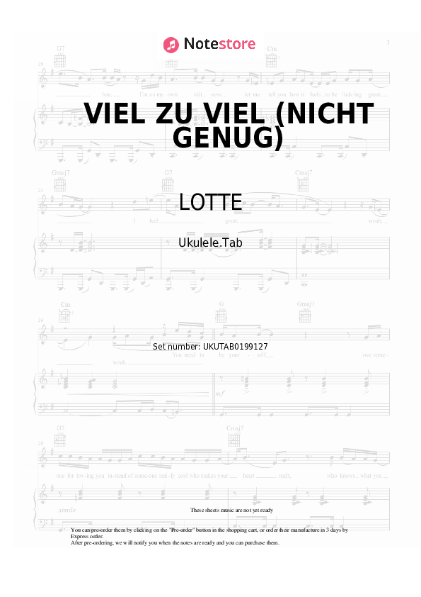 Notas LOTTE - VIEL ZU VIEL (NICHT GENUG) - Ukelele.Tablatura