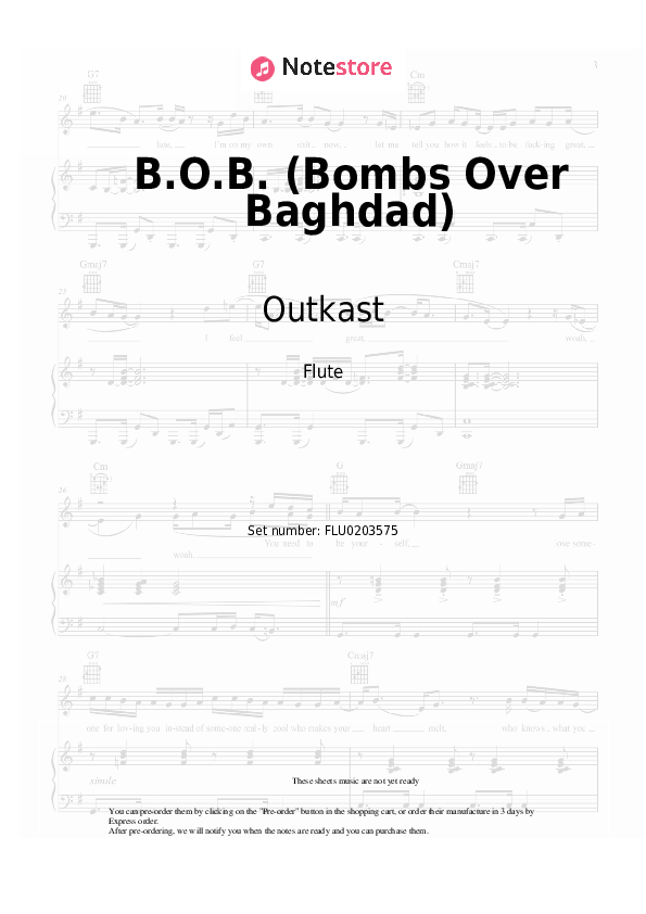 Notas Outkast - B.O.B. (Bombs Over Baghdad) - Flauta
