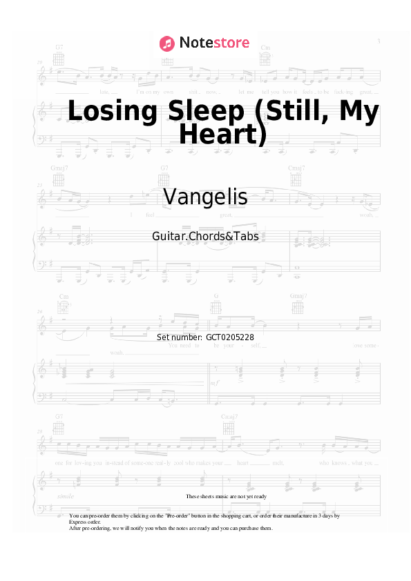 Acordes Vangelis, Paul Young - Losing Sleep (Still, My Heart) - Guitar.Chords&Tabs
