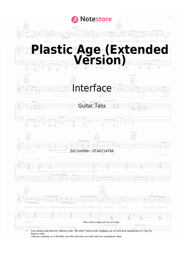 Pestañas Interface - Plastic Age (Extended Version) - Guitarra.Tablatura