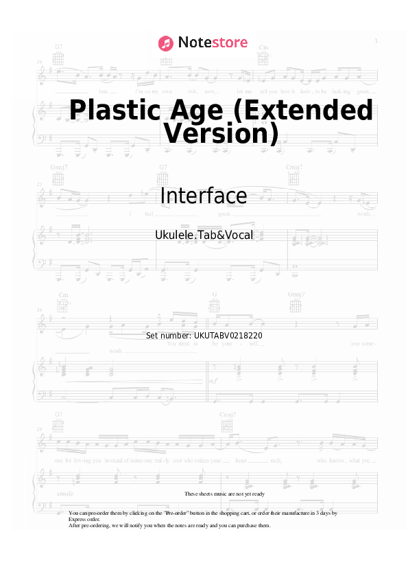 Notas Interface - Plastic Age (Extended Version) - Ukelele.Tablatura&Vocal