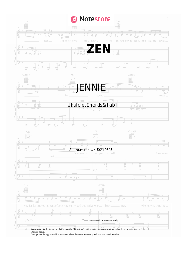 Notas JENNIE - ZEN - Ukelele.Acordes&Tablatura