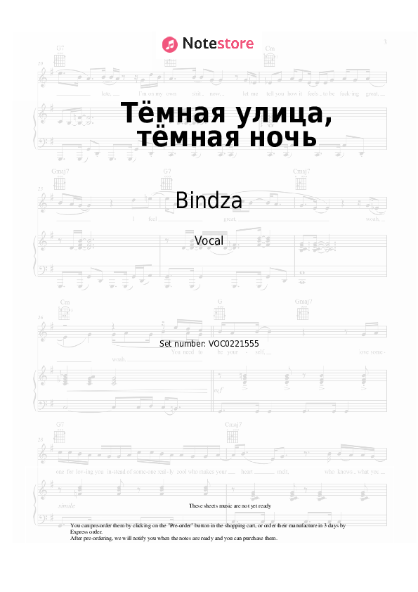 Notas Bindza - Тёмная улица, тёмная ночь - Vocal