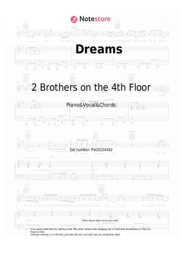 Notas y acordes 2 Brothers on the 4th Floor - Dreams - Piano&Vocal&Chords