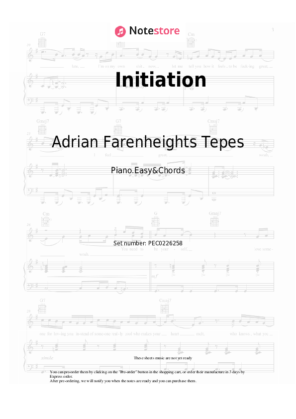 Notas y acordes fáciles Adrian Farenheights Tepes - Initiation - Piano.Easy&Chords