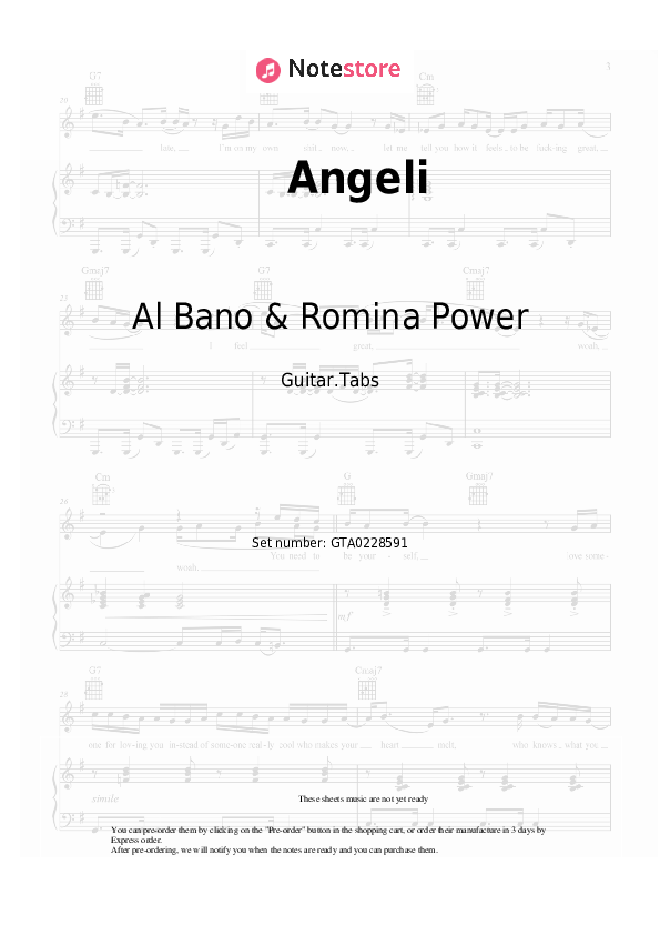 Pestañas Al Bano & Romina Power - Angeli - Guitarra.Tablatura