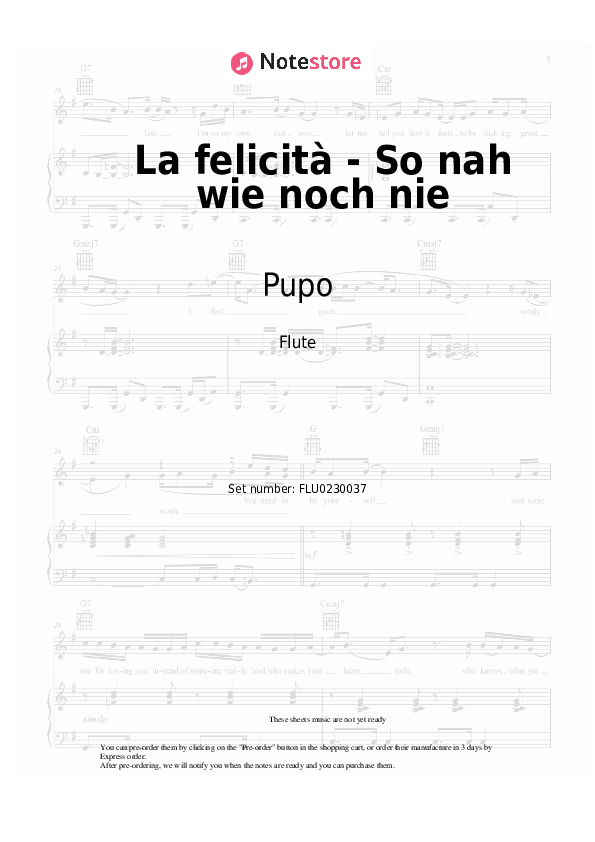 Notas Pupo, Nockis - La felicità - So nah wie noch nie - Flauta