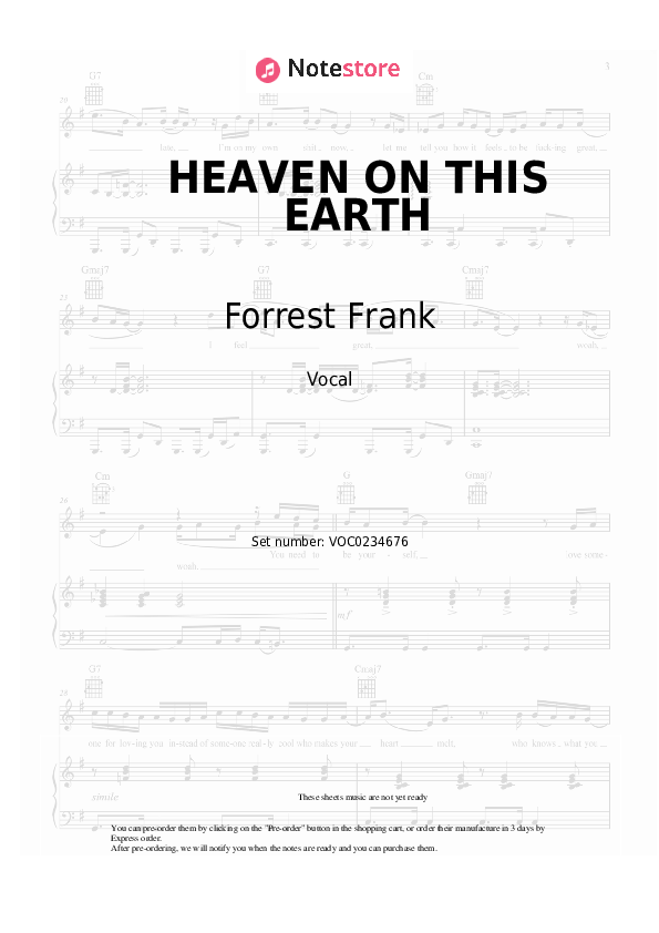 Notas Forrest Frank, Torey D’Shaun - HEAVEN ON THIS EARTH - Vocal