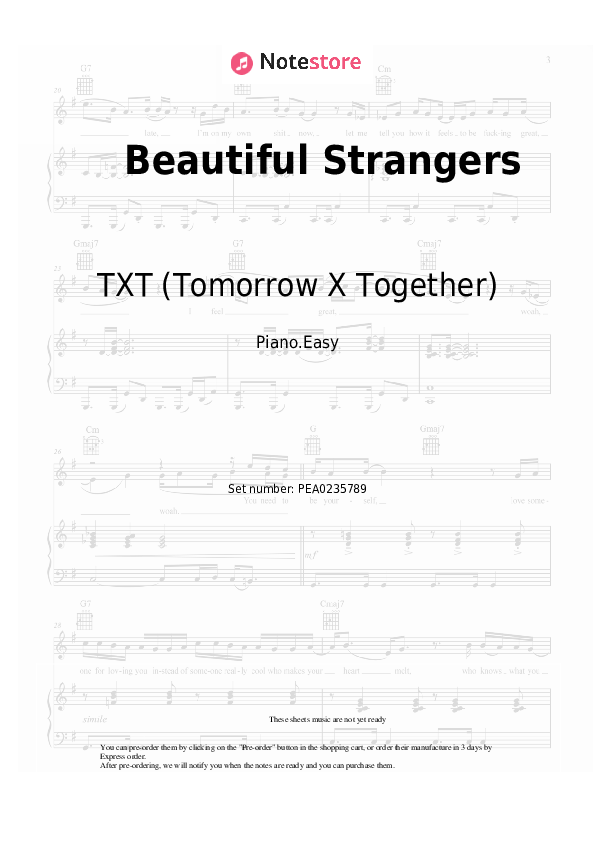 Notas ligeras Tomorrow X Together - Beautiful Strangers - Piano.Easy