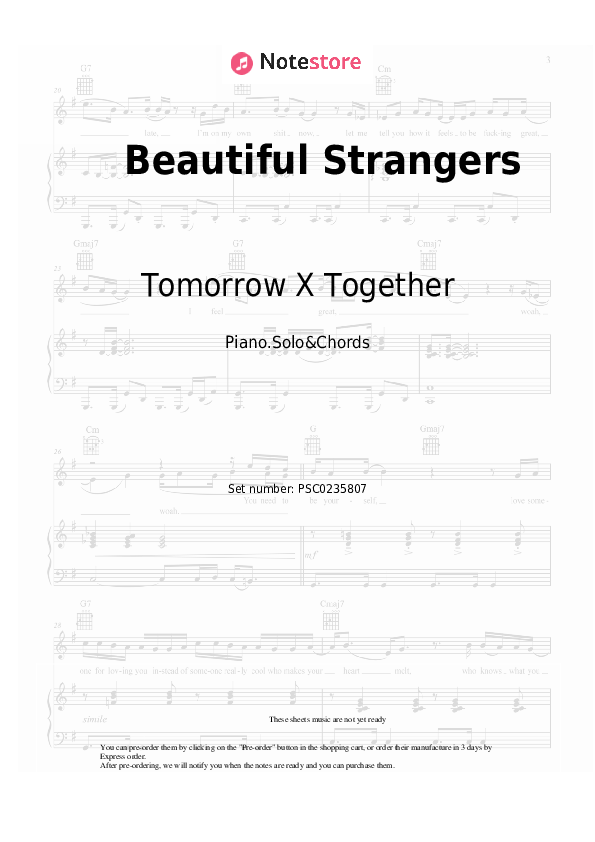 Notas y acordes Tomorrow X Together - Beautiful Strangers - Piano.Solo&Chords
