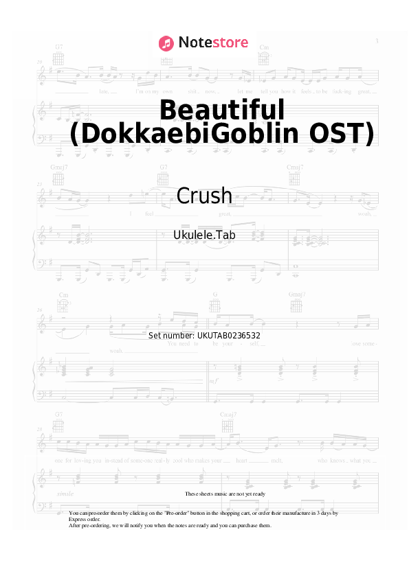 Notas Crush - Beautiful (DokkaebiGoblin OST) - Ukelele.Tablatura