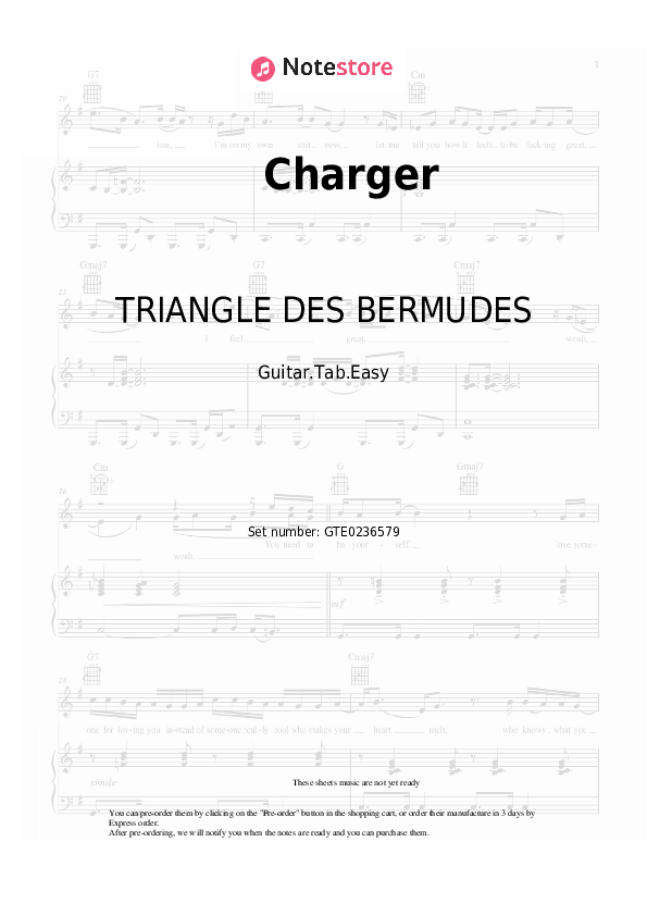 Pestañas fáciles TRIANGLE DES BERMUDES - Charger - Guitarra.Tablatura.Einfach