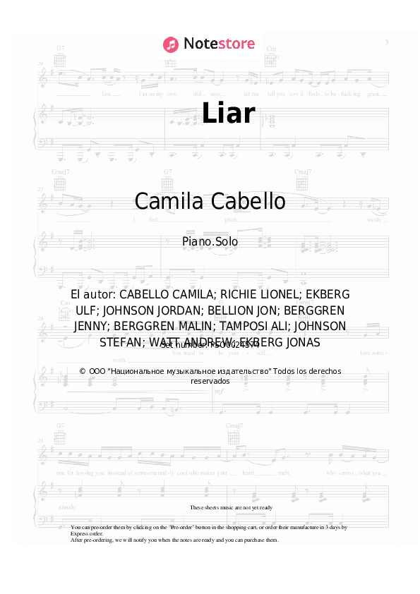 Camila Cabello - Liar notas para el fortepiano