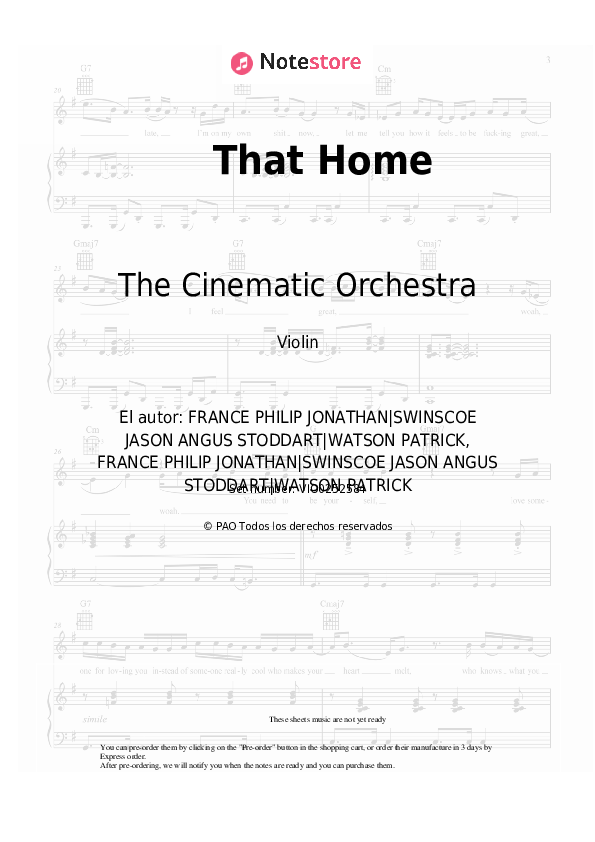 Notas The Cinematic Orchestra - That Home - Violín
