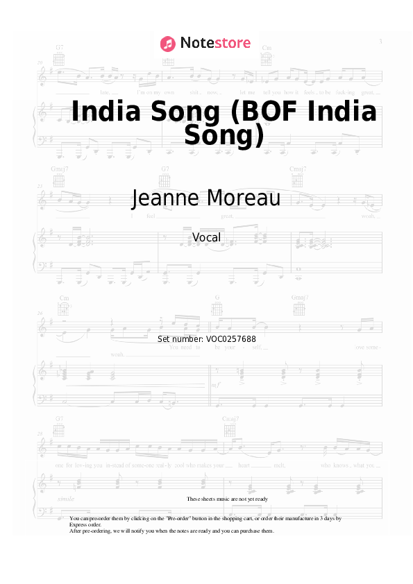 Notas Jeanne Moreau - India Song (BOF India Song) - Vocal