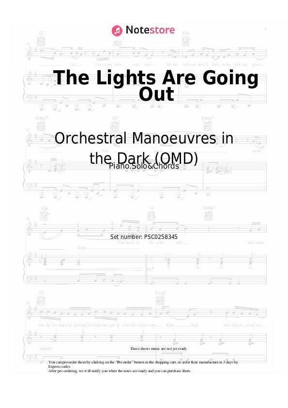 Notas y acordes Orchestral Manoeuvres in the Dark (OMD) - The Lights Are Going Out - Piano.Solo&Chords