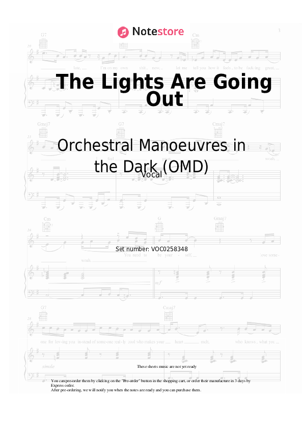 Notas Orchestral Manoeuvres in the Dark (OMD) - The Lights Are Going Out - Vocal