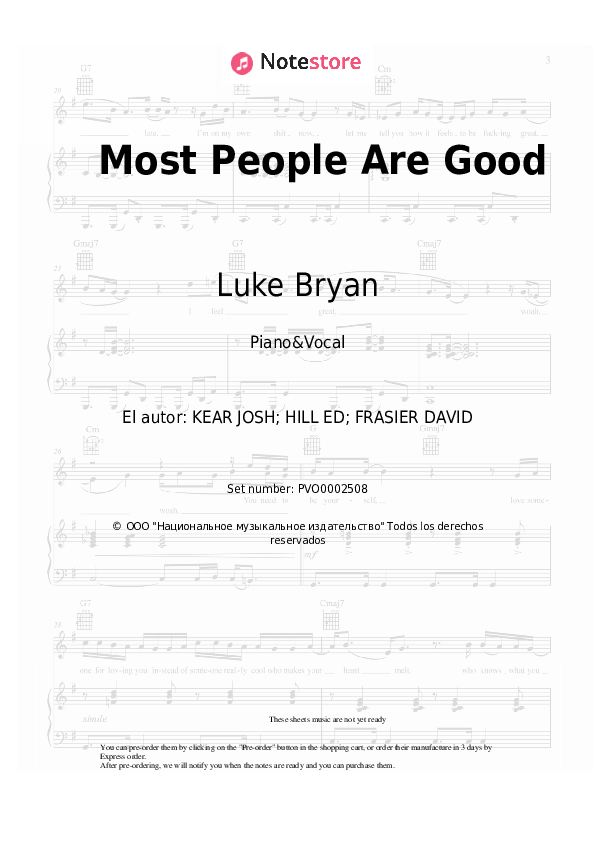 Partituras con voz. Luke Bryan - Most People Are Good - Piano&Vocal