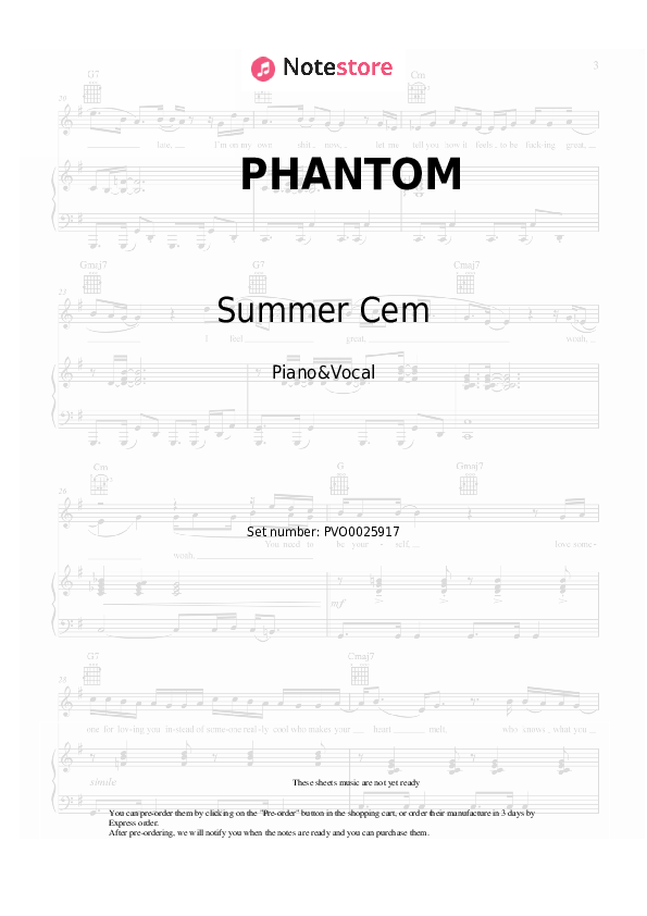 Reezy, Summer Cem - PHANTOM notas para el fortepiano