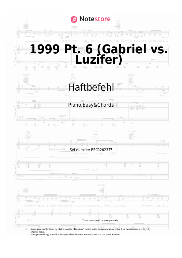Notas y acordes fáciles Haftbefehl - 1999 Pt. 6 (Gabriel vs. Luzifer) - Piano.Easy&Chords