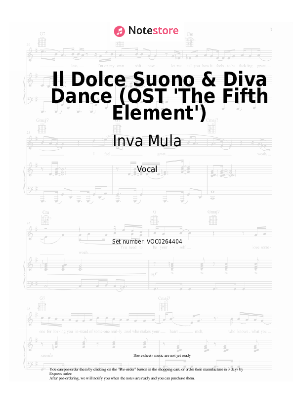 Notas Inva Mula, Eric Serra - Il Dolce Suono & Diva Dance (OST 'The Fifth Element') - Vocal