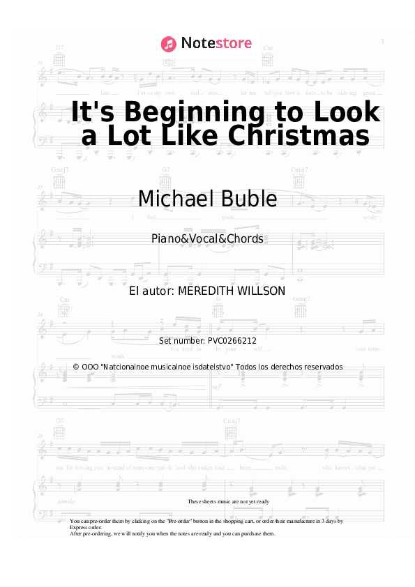 Notas y acordes Michael Buble - It's Beginning to Look a Lot Like Christmas - Piano&Vocal&Chords