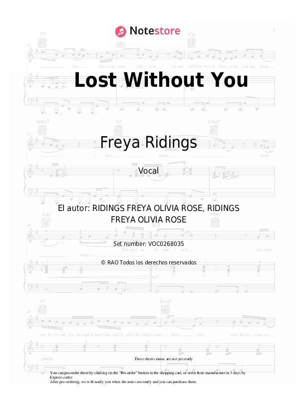 Notas Freya Ridings - Lost Without You - Vocal