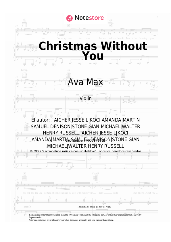 Notas Ava Max - Christmas Without You - Violín