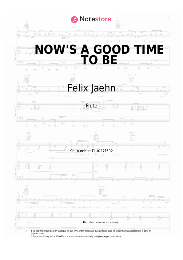 Notas Felix Jaehn, Sarah Barrios - NOW'S A GOOD TIME TO BE - Flauta