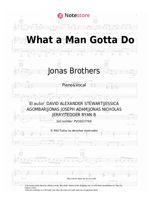 Jonas Brothers - What a Man Gotta Do notas para el fortepiano