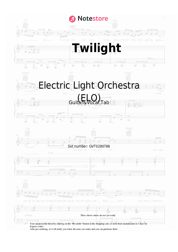 Acordes y voces Electric Light Orchestra (ELO) - Twilight - Guitarra&Vocal.Tablatura
