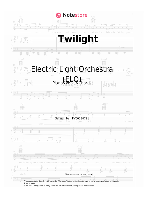 Notas y acordes Electric Light Orchestra (ELO) - Twilight - Piano&Vocal&Chords