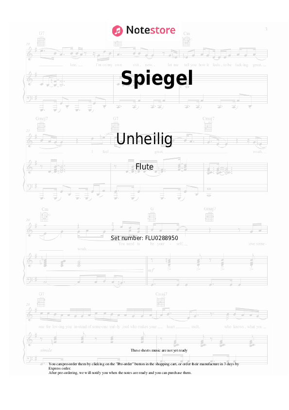 Notas Unheilig - Spiegel - Flauta