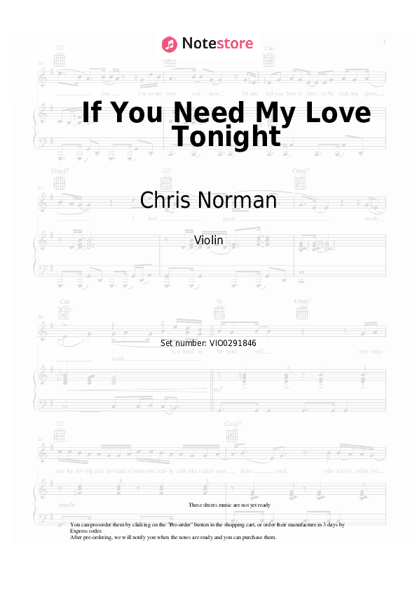 Notas Chris Norman - If You Need My Love Tonight - Violín