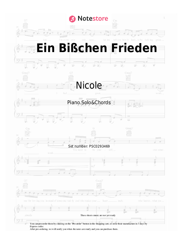 Notas y acordes Nicole - Ein Bißchen Frieden - Piano.Solo&Chords