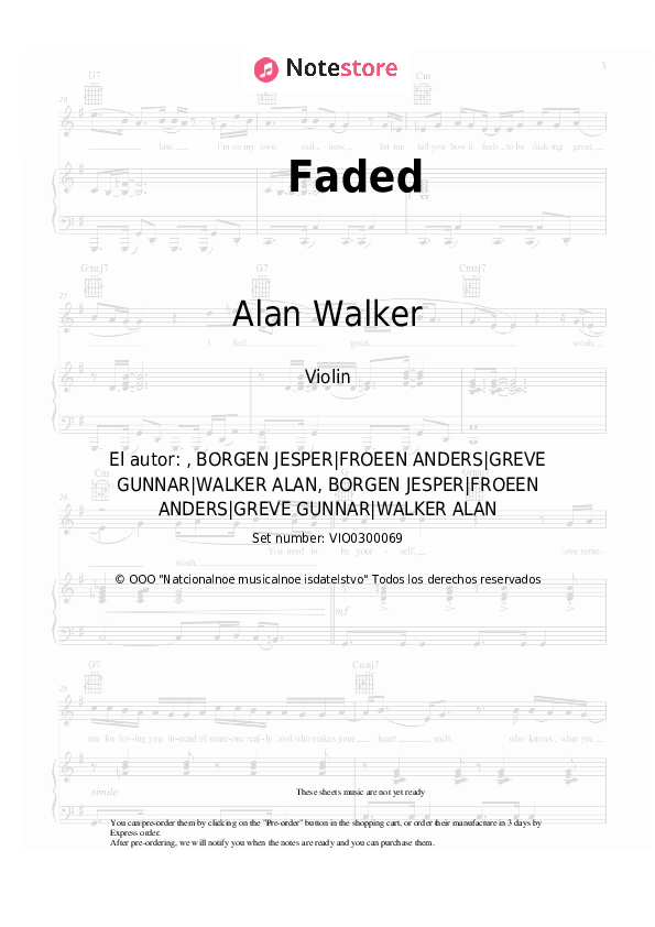 Notas Alan Walker - Faded - Violín