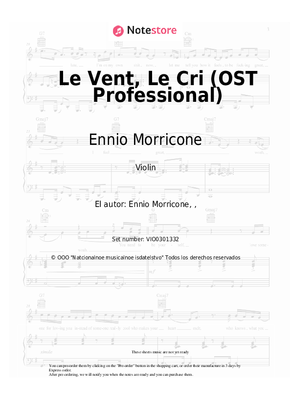 Notas Ennio Morricone - Le Vent, Le Cri (OST Professional) - Violín