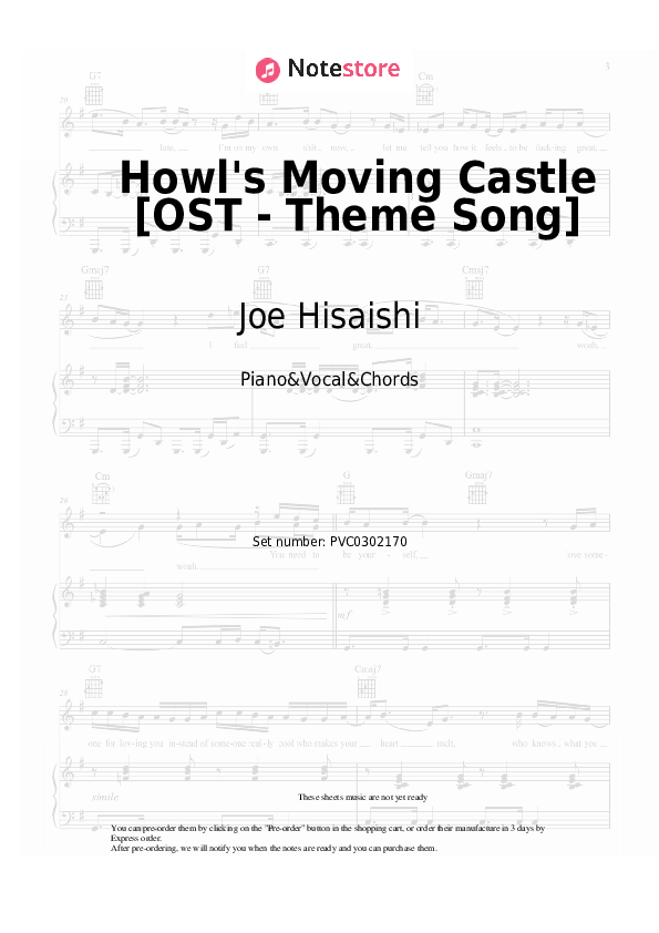 Notas y acordes Joe Hisaishi - Howl's Moving Castle [OST - Theme Song] - Piano&Vocal&Chords