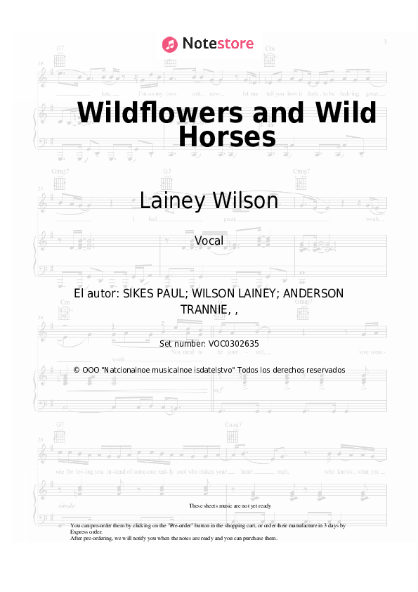 Notas Lainey Wilson - Wildflowers and Wild Horses - Vocal