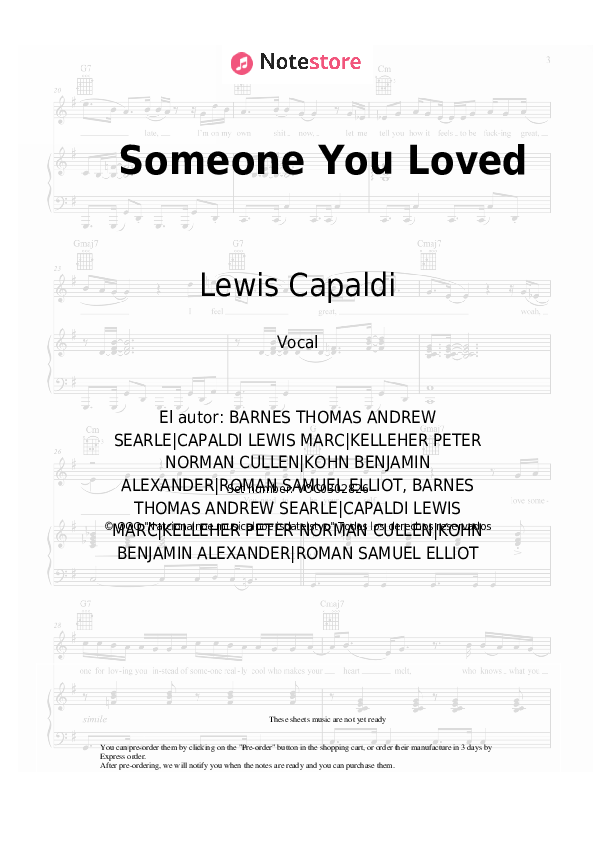 Notas Lewis Capaldi - Someone You Loved - Vocal