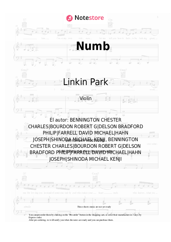 Notas Linkin Park - Numb - Violín